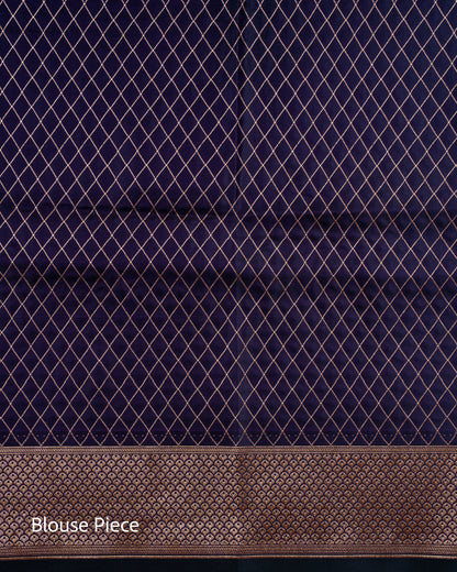 Royal Indigo Banarasi Mashru Katan Silk Saree zari border