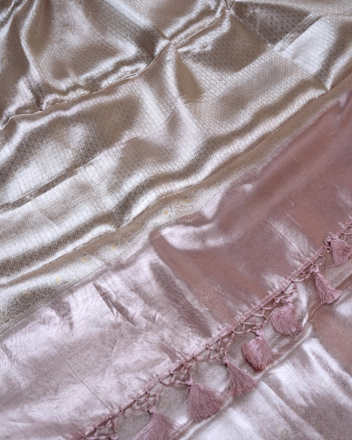 Liquid Gold - Pastel Lavender Handwoven Pure Mulberry Brocade Silk Saree