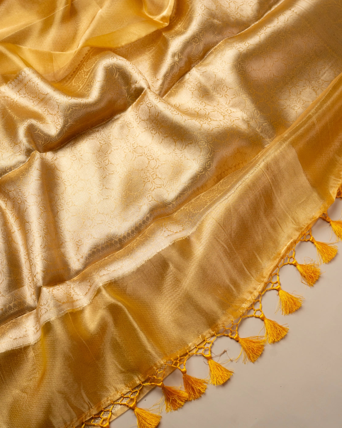 Golden Yellow Pure Handloom Mulberry Silk Saree - Silk by Zari