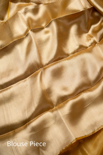 Golden Yellow Pure Handloom Mulberry Silk Saree - Silk by Zari