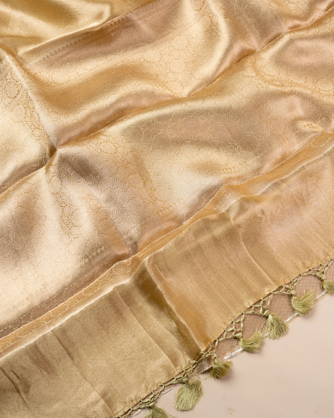 Olive Pure Handloom Mulberry Silk Saree - Silk by Zari