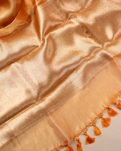Orange Pure Handloom Mulberry Silk Saree - Silk by Zari