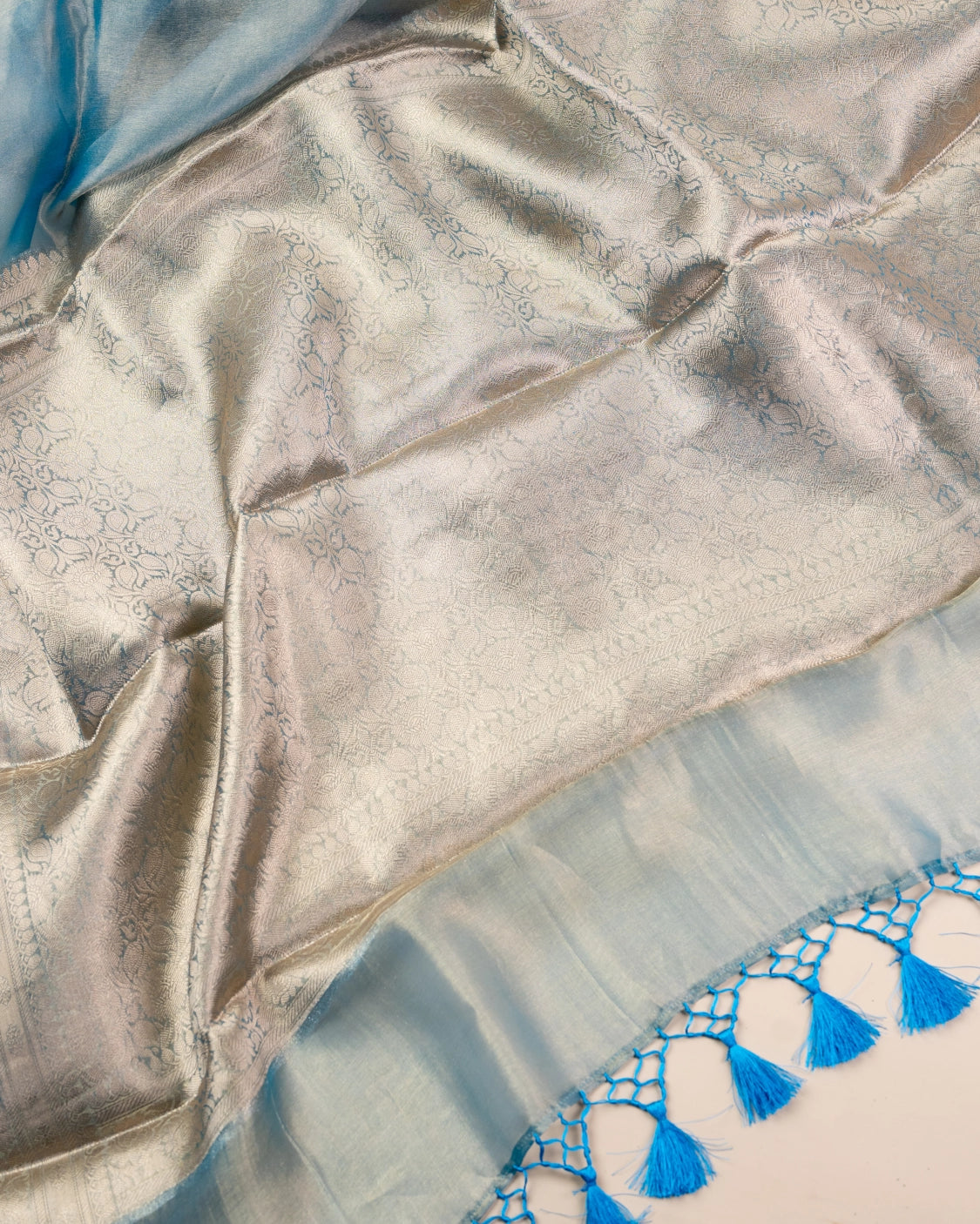 Radiant Blue Pure Handloom Mulberry Silk Saree - Silk by Zari