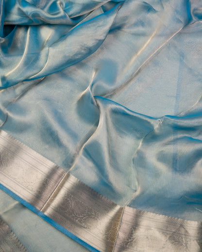 Radiant Blue Pure Handloom Mulberry Silk Saree - Silk by Zari