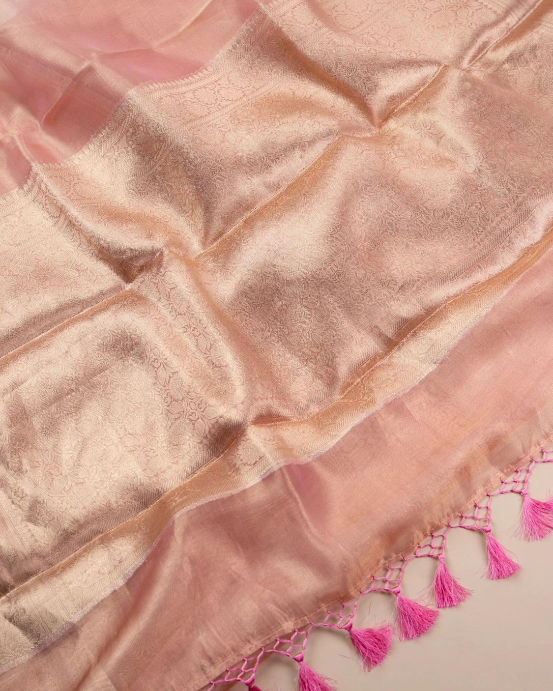 Pastel Pink Pure Handloom Mulberry Silk Saree - Silk by Zari