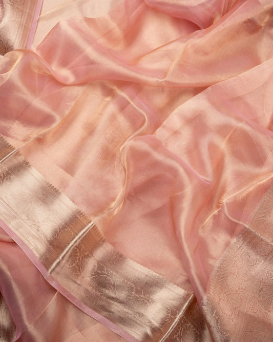 Pastel Pink Pure Handloom Mulberry Silk Saree - Silk by Zari