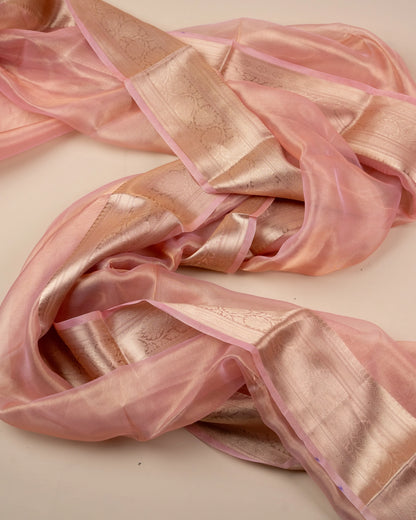 Pastel Pink Pure Handloom Mulberry Silk Saree - Silk by Zari