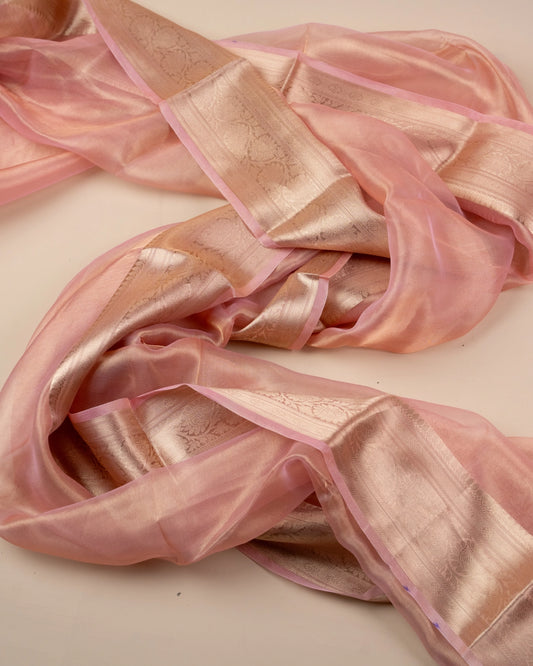 Pastel Pink Pure Handloom Mulberry Silk Saree - Silk by Zari