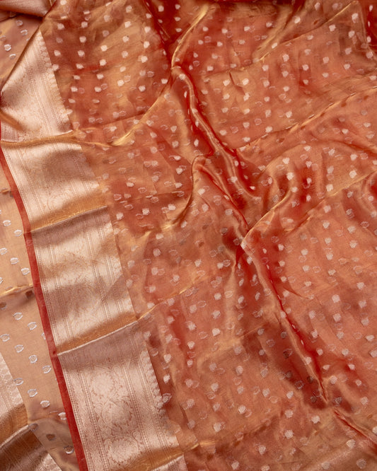 Red Punch Pure Handloom Mulberry Silk Saree with buttas - Silk by Zari