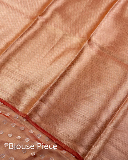 Red Punch Pure Handloom Mulberry Silk Saree with buttas - Silk by Zari