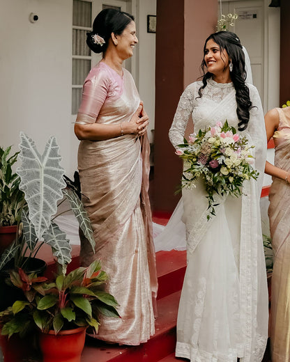 Liquid Gold - Pastel Lavender Handwoven Pure Mulberry Brocade Silk Saree