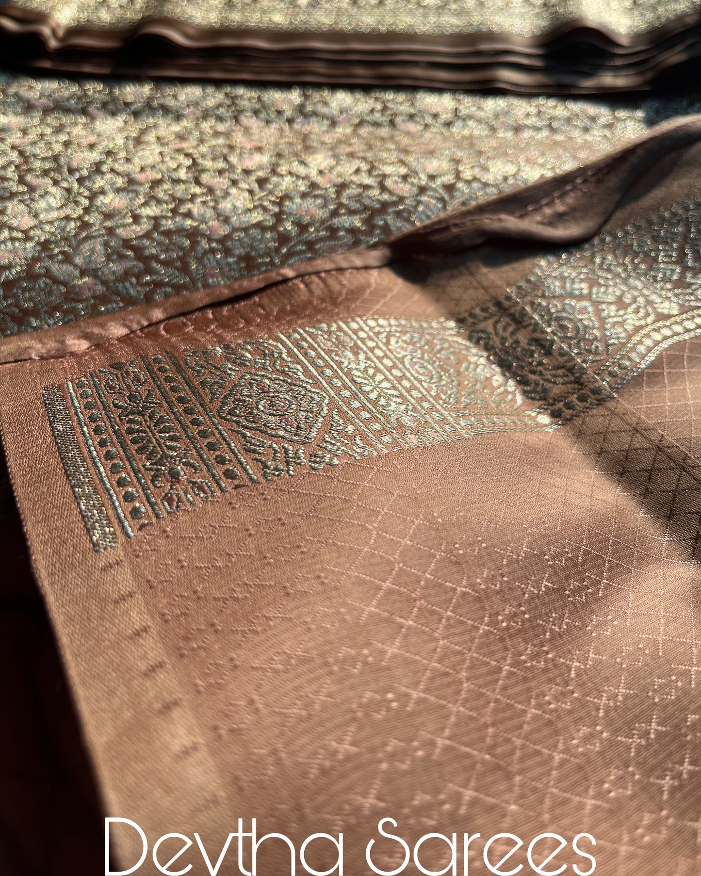 Premium Banarasi Katan Brocade Silk Saree [Design 11] [Pastel Mocha]