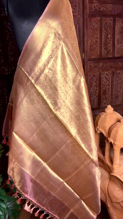 Peach Pure Handloom Mulberry Silk Dupatta