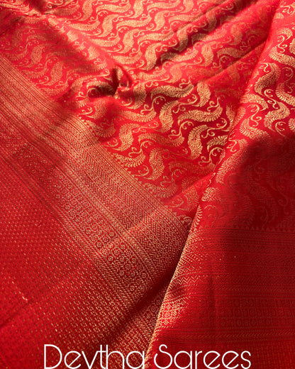 Premium Pure Kanchipuram Brocade Saree [Royal Red]