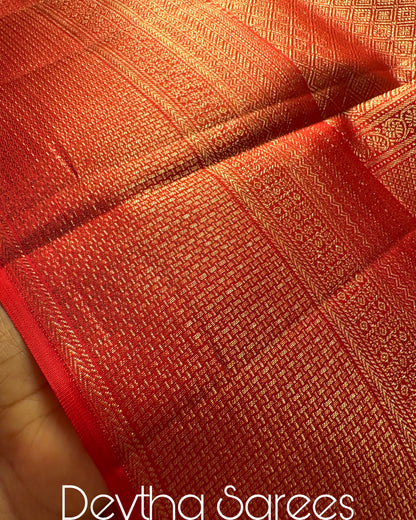 Premium Pure Kanchipuram Brocade Saree [Royal Red]