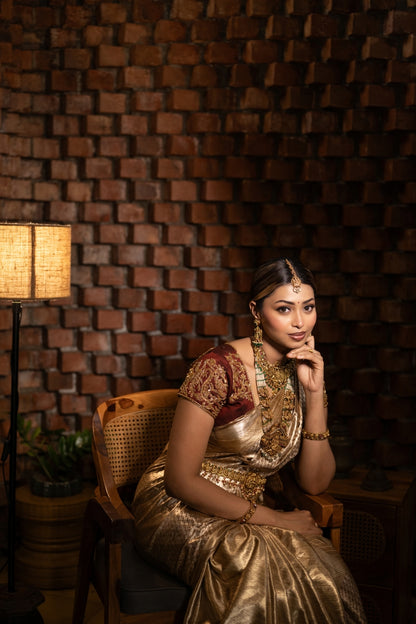 Liquid Gold - Collector's Edition Handwoven Pure Mulberry Brocade Silk Saree