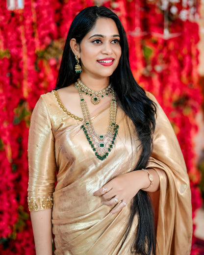 Liquid Gold - Powder Peach Handwoven Pure Mulberry Brocade Silk Saree