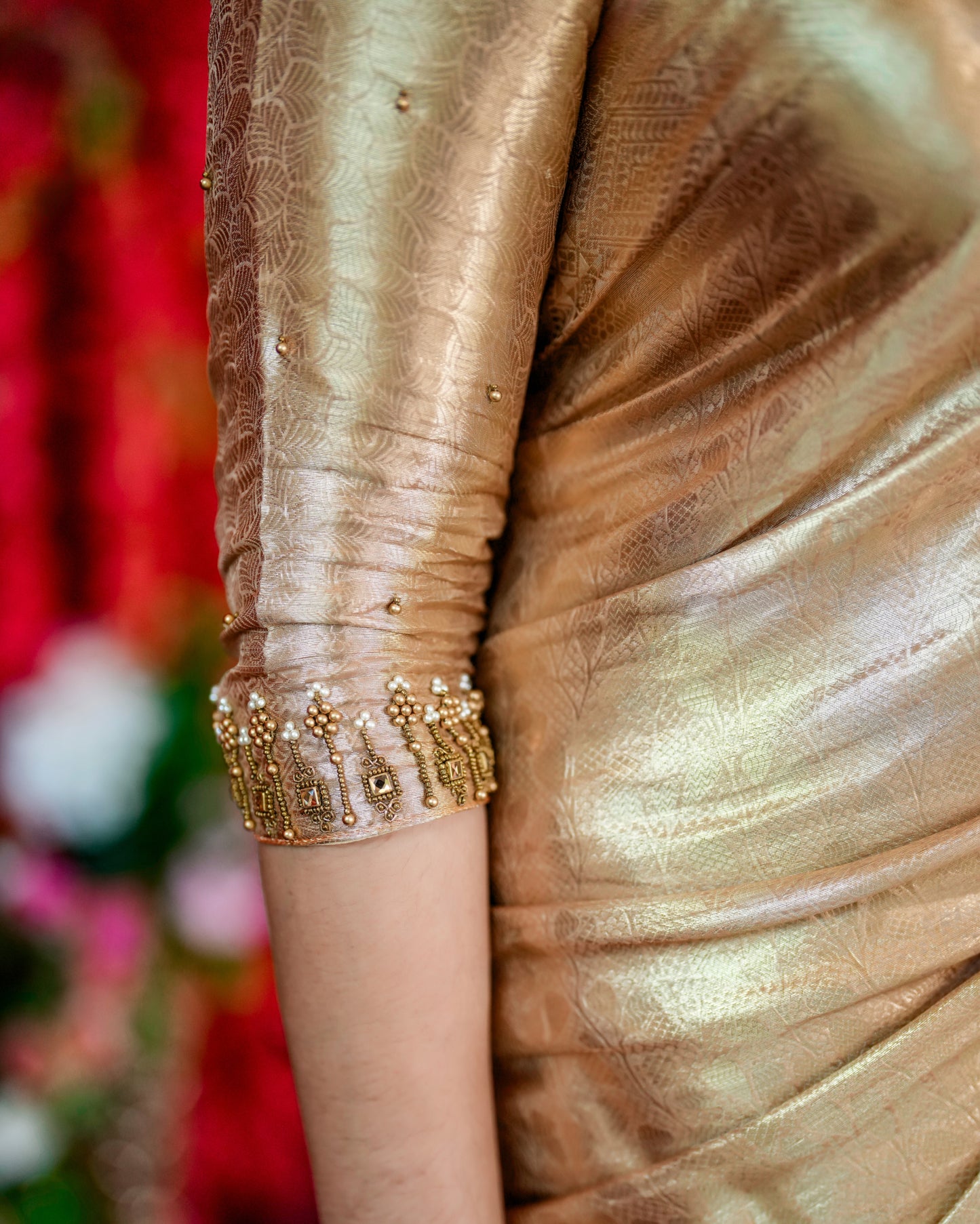 Liquid Gold - Powder Peach Handwoven Pure Mulberry Brocade Silk Saree